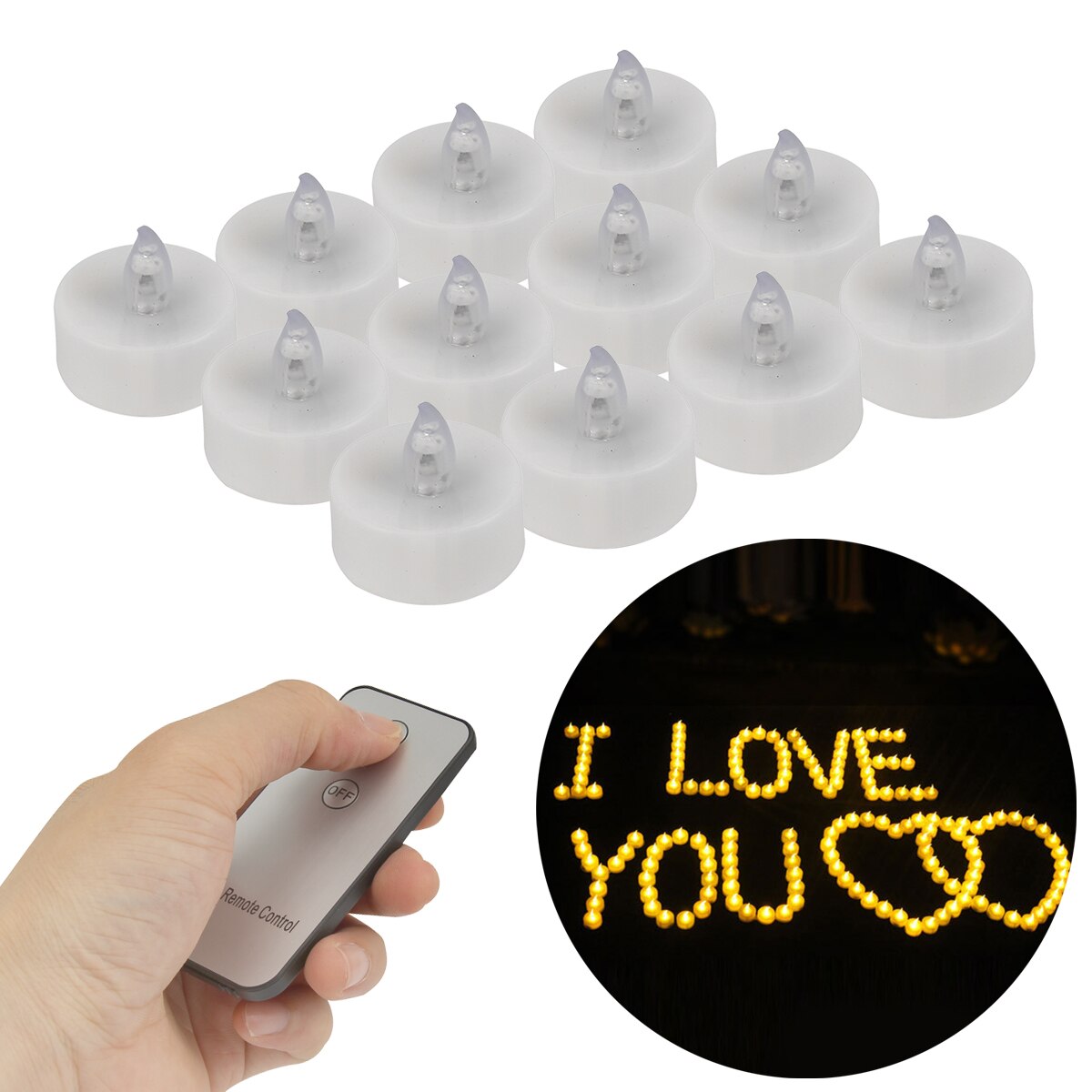 12pcs DIY LED Candles With Remote Control Windproof LED Tea Lights Battery Operated Smokeless Candles For Party Decoration​