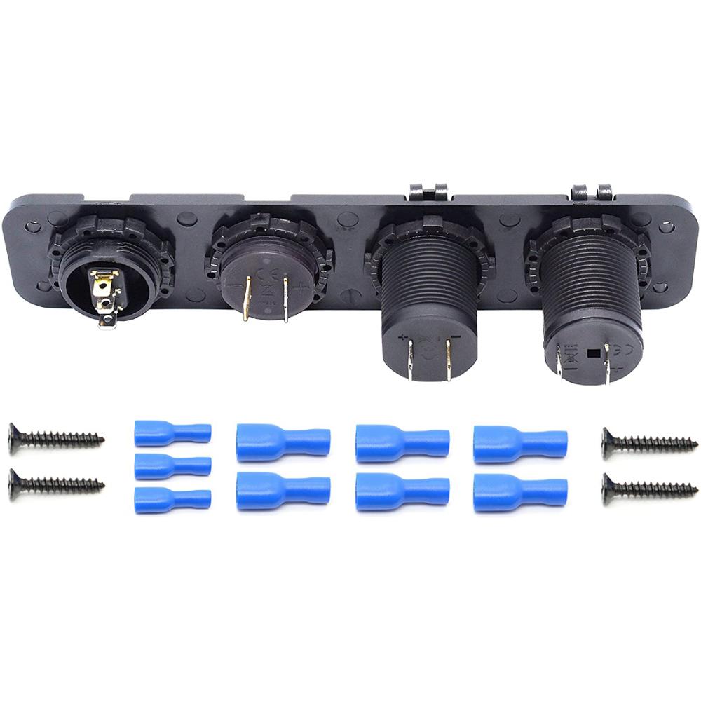 Dual Usb Socket Charger 2.1A & 2.1A + Led Voltmeter + 12V Stopcontact + On-Off Toggle schakelaar Vier Functies Panel Voor Auto Boot