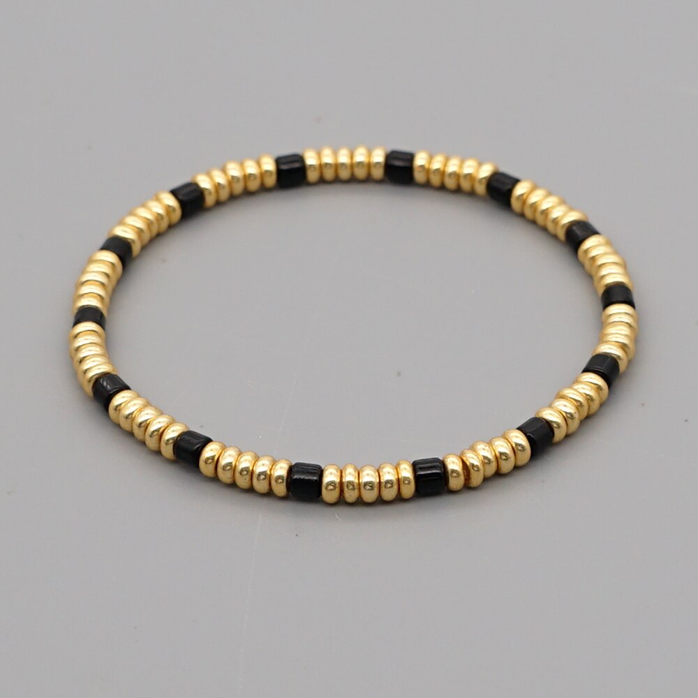 Go2 boho guldfarvet beaded armbånd til kvinder smykker boho armbånd elastisk pulsera mujer moda emalje perler smykker: Tob 200004b