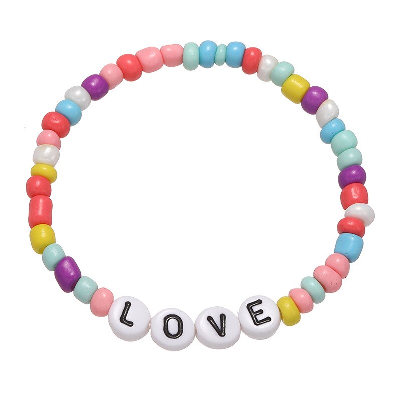 Nette knapp Perlen Armbinde für Baby Mädchen Mehrfarben Worte Perlen Armbinde Süssigkeit Farbe Süße freundlicher Armbinde freundlicher: Liebe