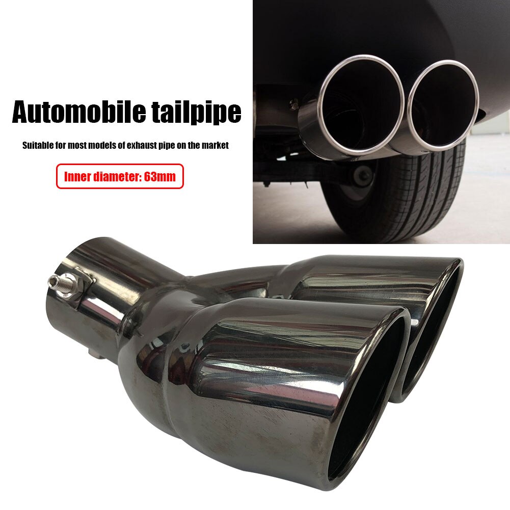 Terminale di scarico universale per auto punta rotonda in acciaio inossidabile coda di automobile posteriore cromato tondo tubo di scarico silenziatore ID 63MM 76MM