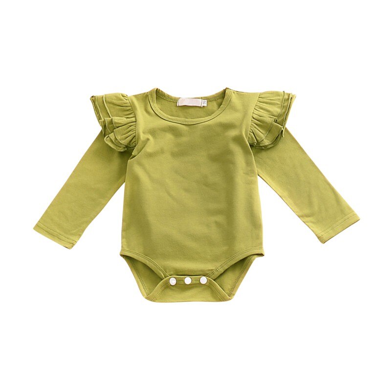 Baby Meisje Kleding Solid Tops Leuke Bloemen Vorm Lange Mouw T-shirt Meisjes Top Herfst/Lente Aankomst: green / 12m