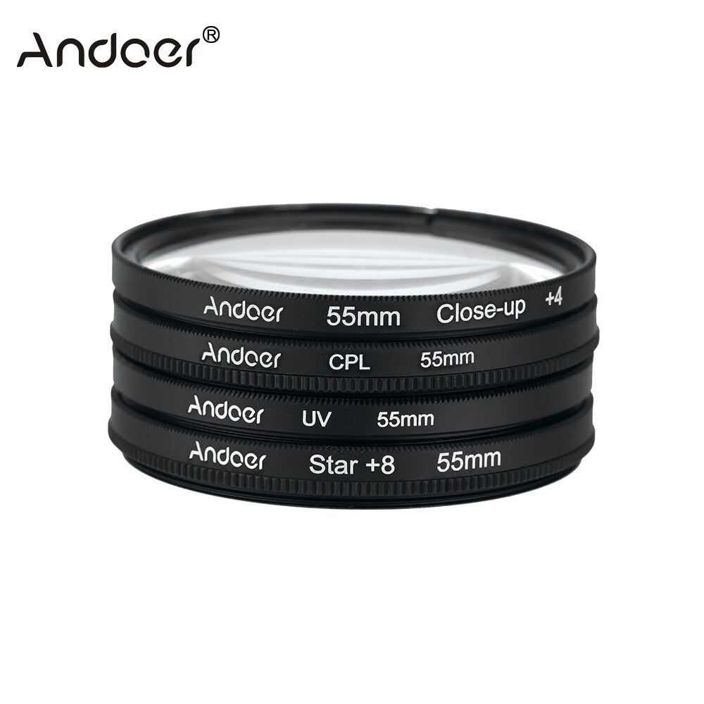 Andoer 55mm-77mm UV + CPL + Close-Up 4 + Ster 8-Point Filter Circulaire polarisator Filter Macro voor Nikon Canon Pentax Sony DSLR Camera