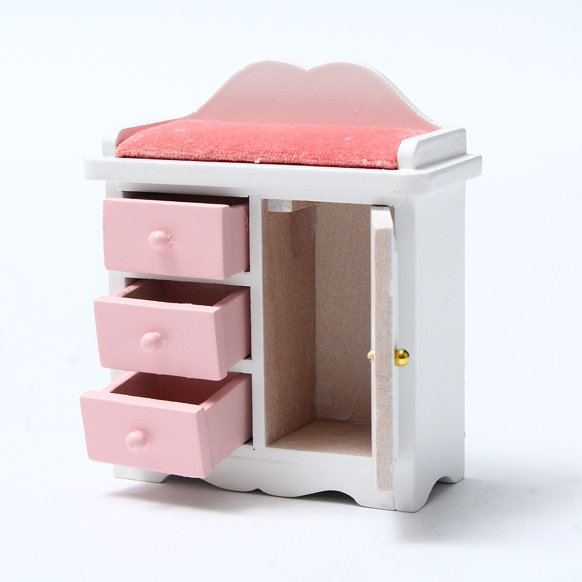 6pcs/set Wooden DIY Mini Dollhouse Bedroom Furniture Toys Set 1/12 Simulation Furniture Model Toy for Doll House Decoration