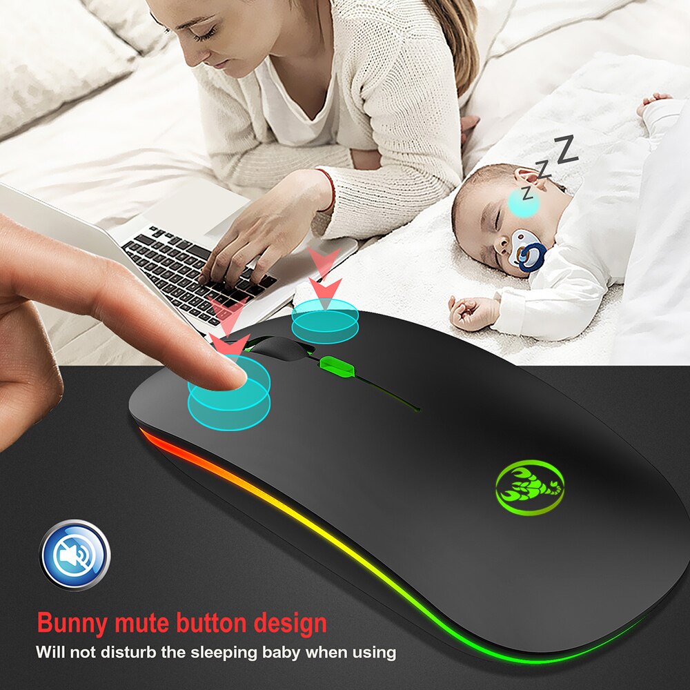 Wireless Mouse Bluetooth Computer Silent Rechargeable Ergonomic Mause With USB Optical Mice Dual Mode 2.4Ghz + Bluetooth 2 In 1