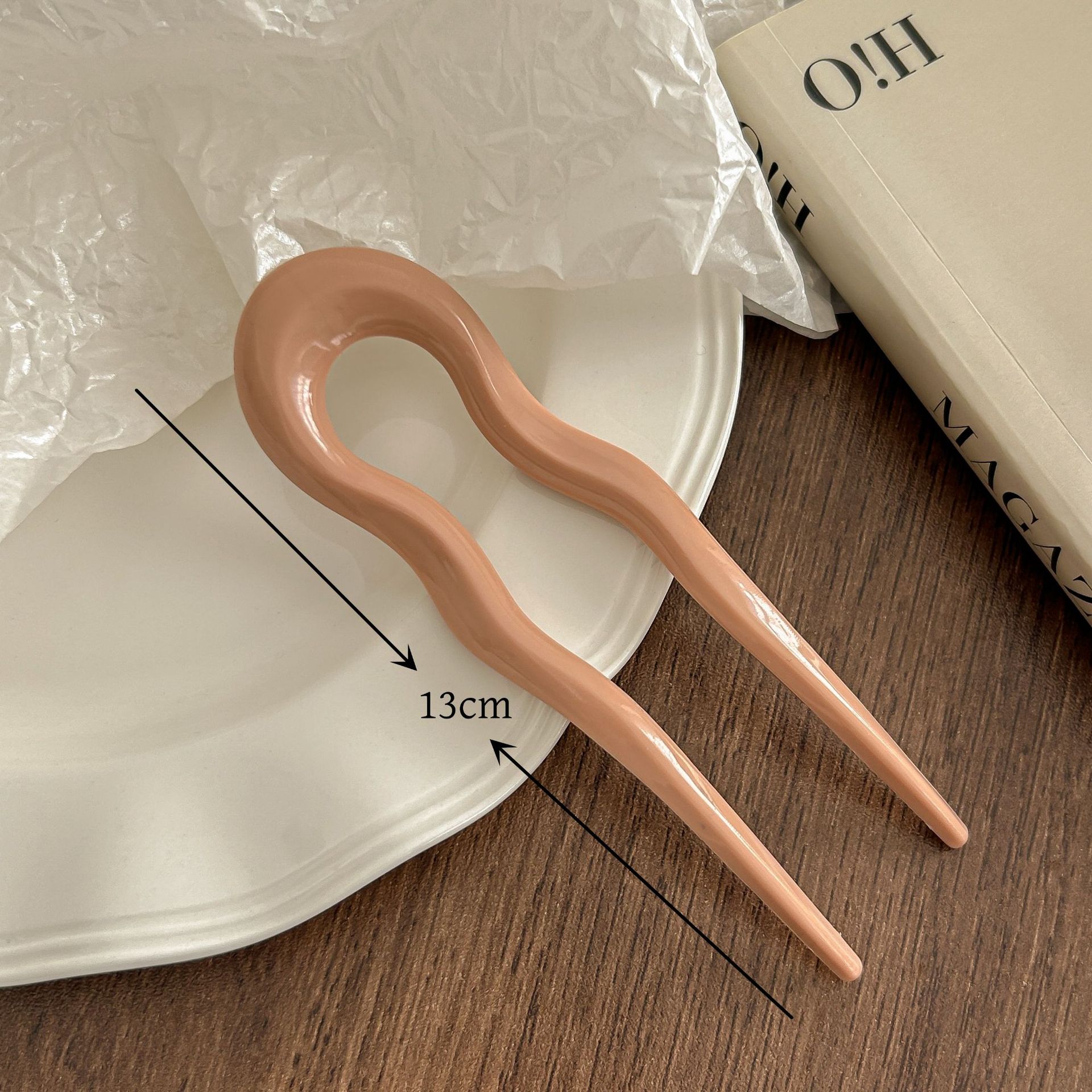 Nueva horquilla para el cabello en forma de U para mujer, horquilla de acetato de concha de tortuga a la , tocados de geométrico, palillos para el cabello, accesorios para el cabello para niña: Plata