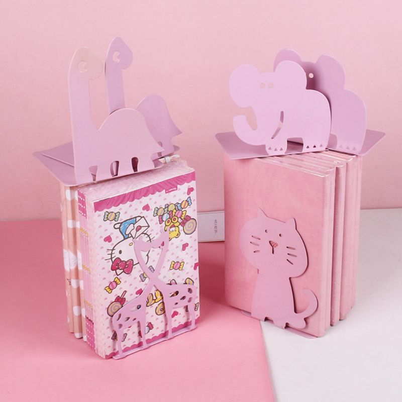 1 Pair Cartoon Animal Bookends Book Stand Support Desktop Office Magazine Organizer Rack Shelf Holder