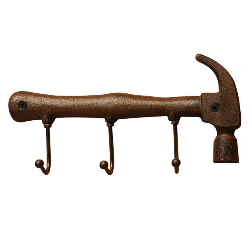 Gancho de pared para colgar ropa, perchero montado en la pared, martillo de hierro Vintage/llave, soporte para bolsa, Decoración práctica del hogar