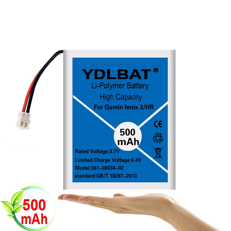 ¡Novedad de Batería de repuesto de 3,7 V y 500mAh para Garmin fenix 3, fenix3, fenix 3, HR, GPS, reloj deportivo 361-00034-02, FLPB342735-