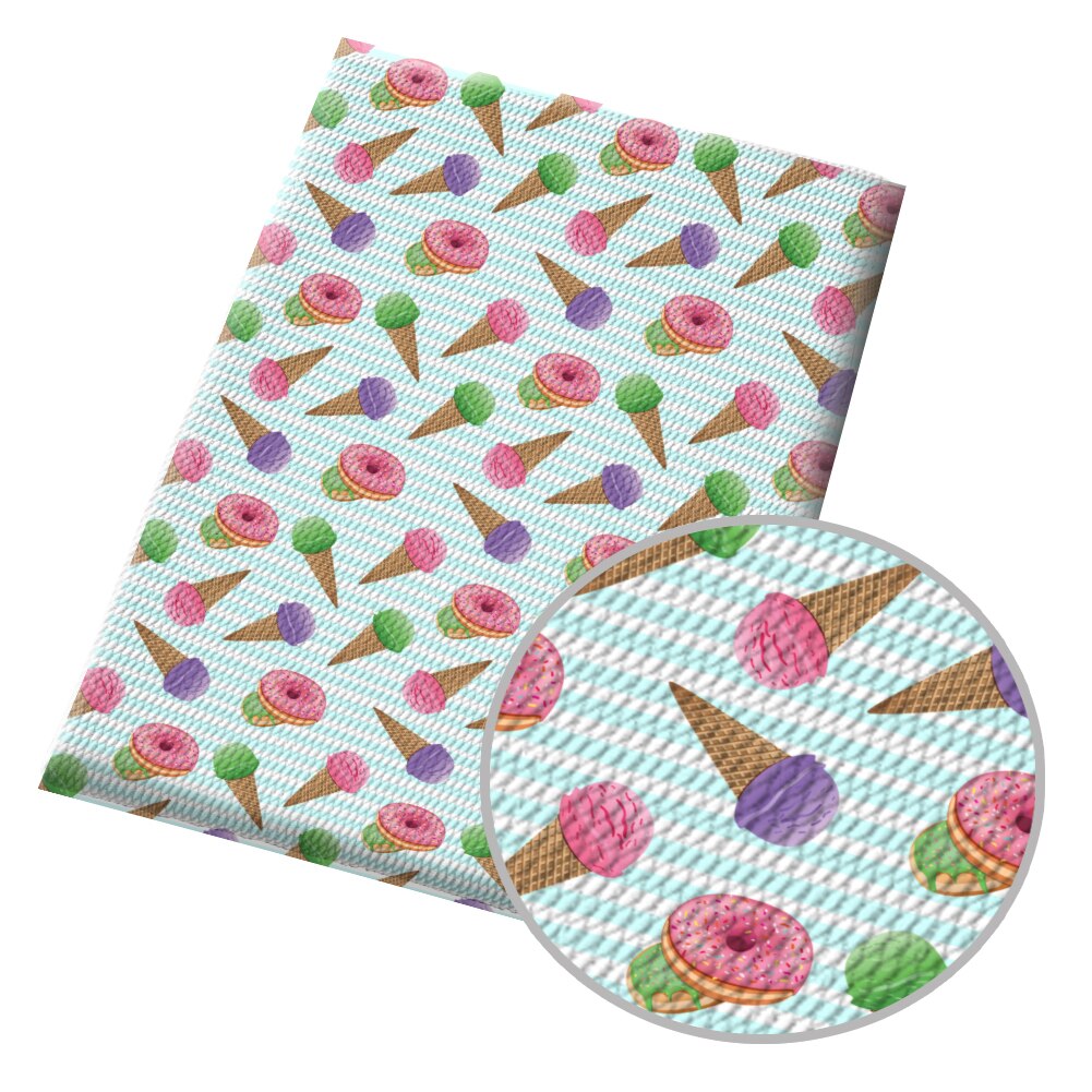 Bubble Fabric Textile Sewing Cloth Fabrics Printed Ice-cream Designs DIY Craft Dress Apparel Sewing Supplies 50*145cm: BL0824