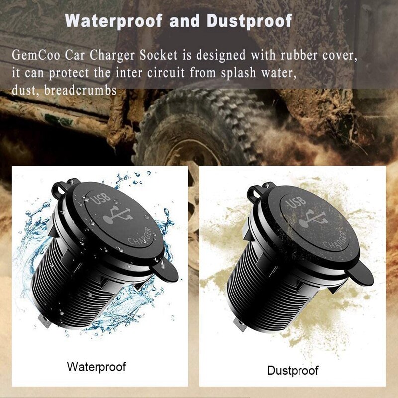 Quick Charge 3.0 Dual USB Car Charger 12V 36W USB Fast Charger with Switch for Boat Motorcycle Truck Golf Cart