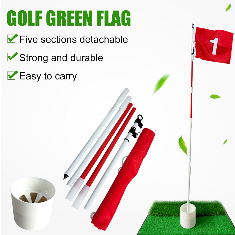 Palo de bandera de Golf de 6 pies, copa de agujero de Golf desmontable, rango de conducción, fibra de vidrio antioxidante, 5 secciones