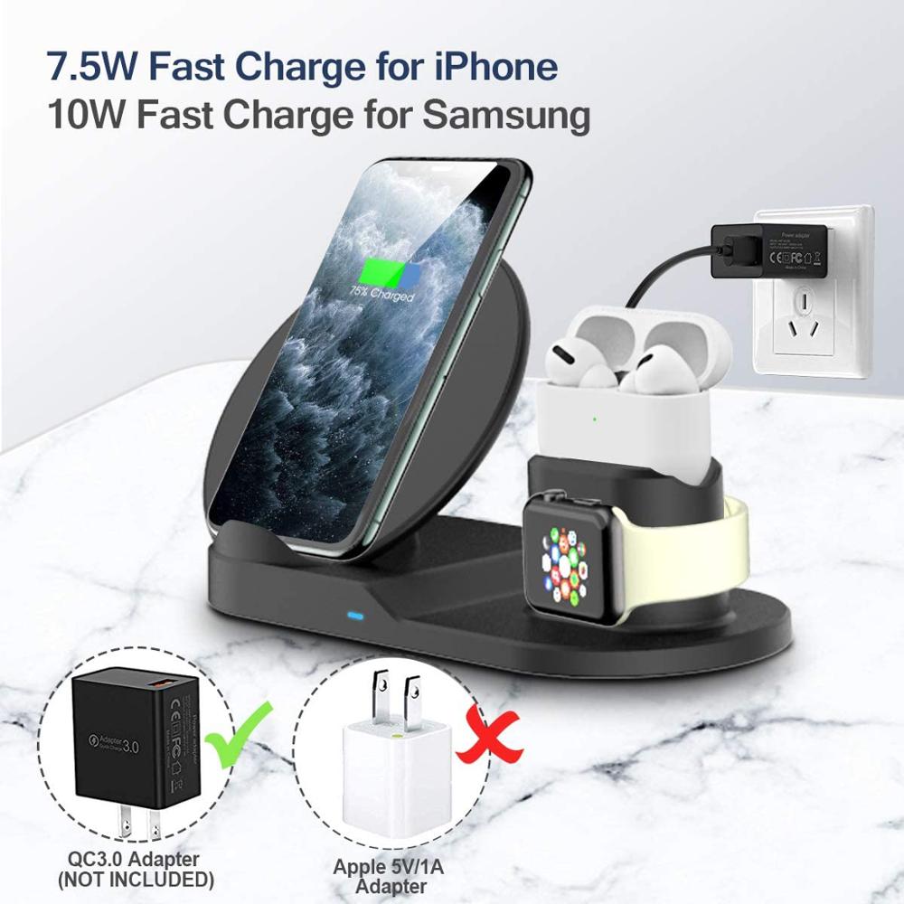 3 W 1 10W Qi szybka bezprzewodowa ładowarka stojak uchwyt dok dla jabłko iPhone 8 Xs Max XR zegarek Airpods dla Samsung S10 S9 S8