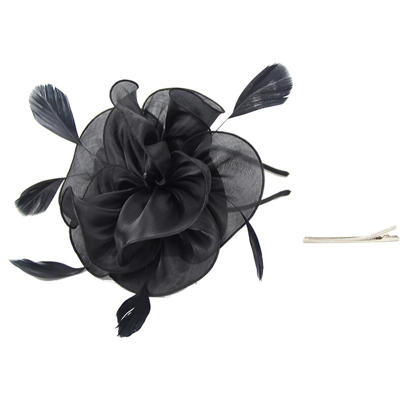 Fascinateur avec bandeau plume fleur pilulier chapeau pour femmes Cocktail rose