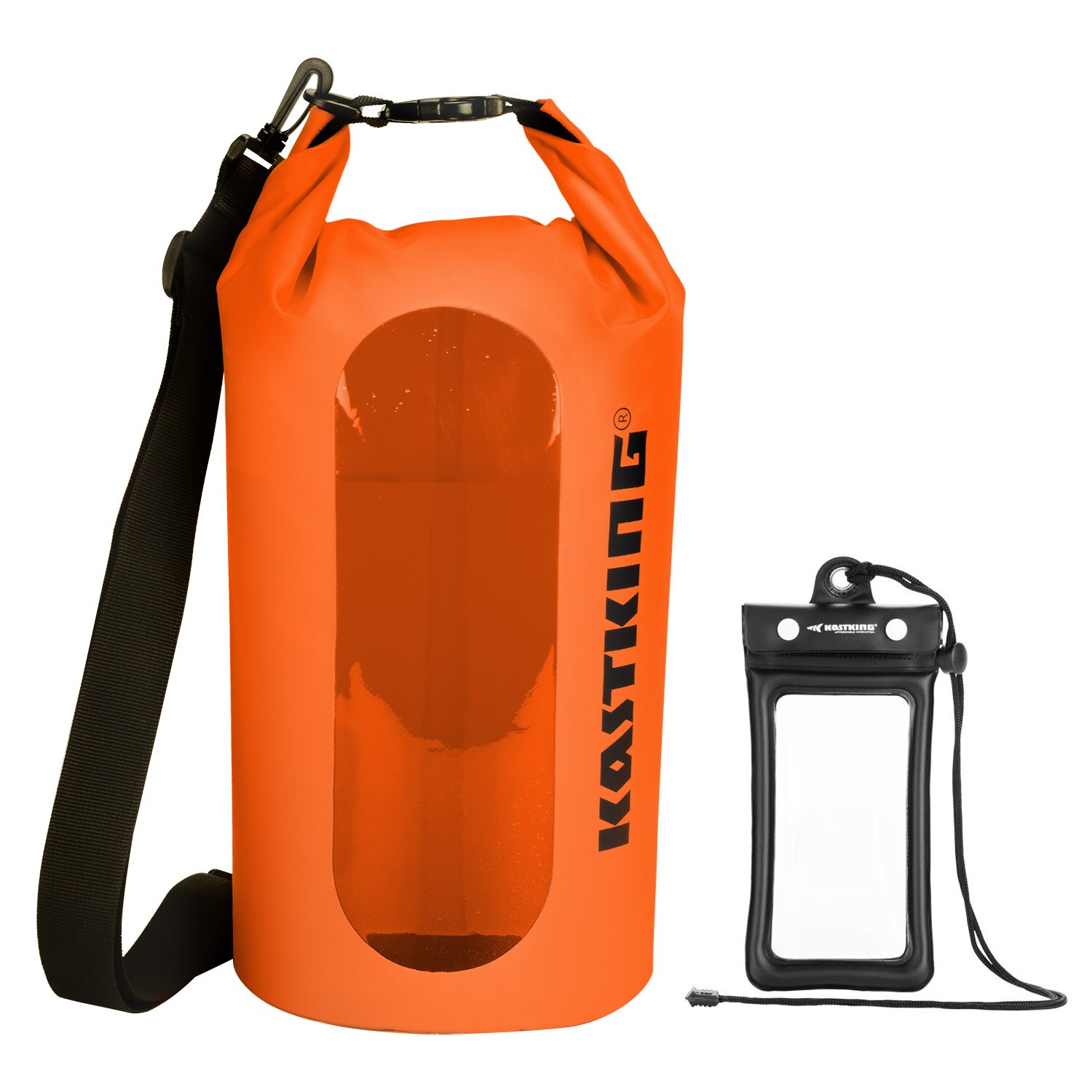 KastKing 100% Waterproof Dry Bag with Clear Window 500D PVC Material Dry Bag 10L 20L 30L For Fishing Camping Kayaking Hiking: Dry Bag orange / 30L