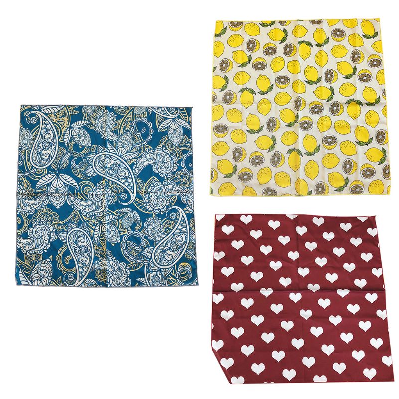 Koreansk dameimitasjon silke firkantet skjerf lyst sitronhjerte totem trykt bandana multifunksjonelt halsduk hodepapir