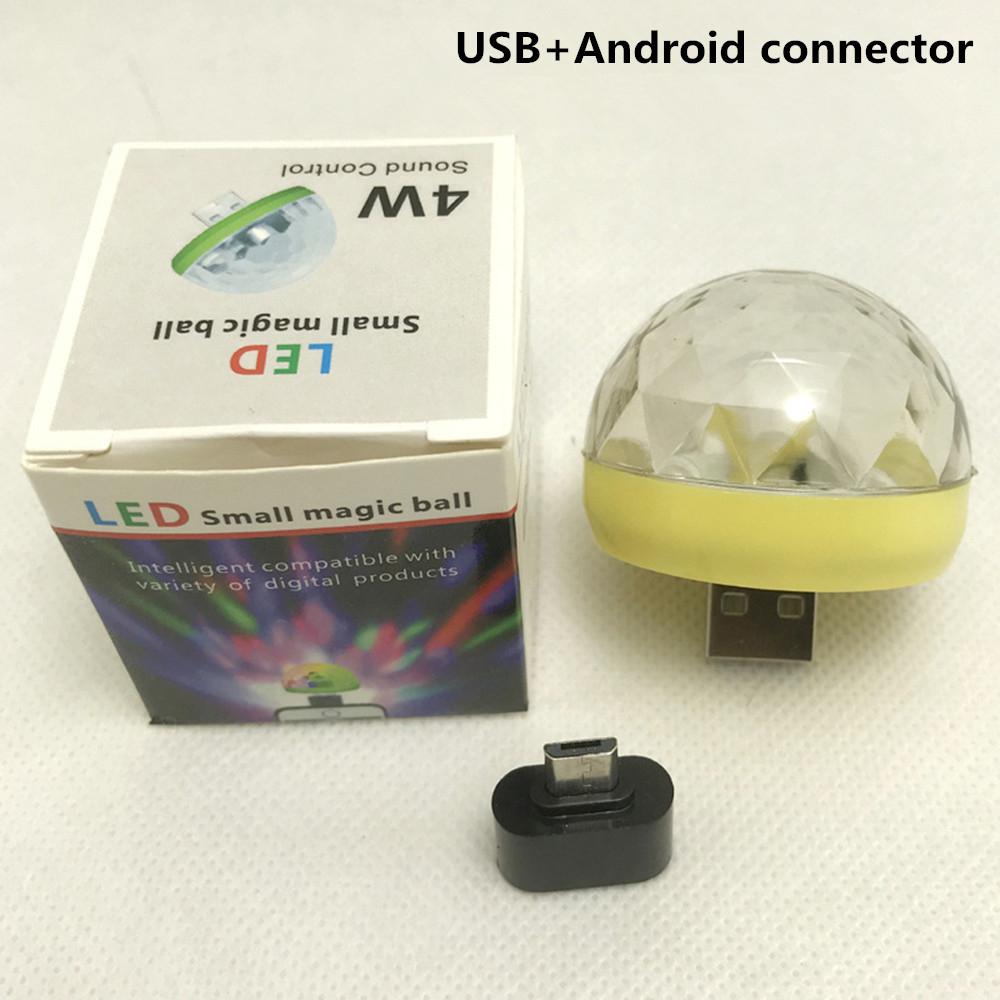 Mini USB Bunte LED Disko Lichter Tragbare Kristall Magie Ball Bühne Lampe mit Adapter für Android Telefon Partei Licht: Gelb