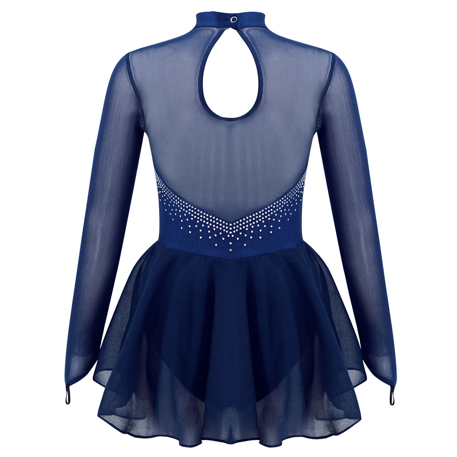 Vestito da ballo per bambini pattinaggio di figura vestito da ballo scintillante strass maglia giuntura ballerina balletto ginnastica allenamento Tulle tutù vestire