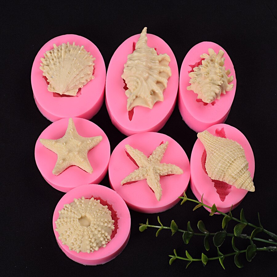7 Styles DIY Sea Shell Cake Silicone Molds Fondant Cake Decorating Tools Chocolate Candy Soap Clay Moulds