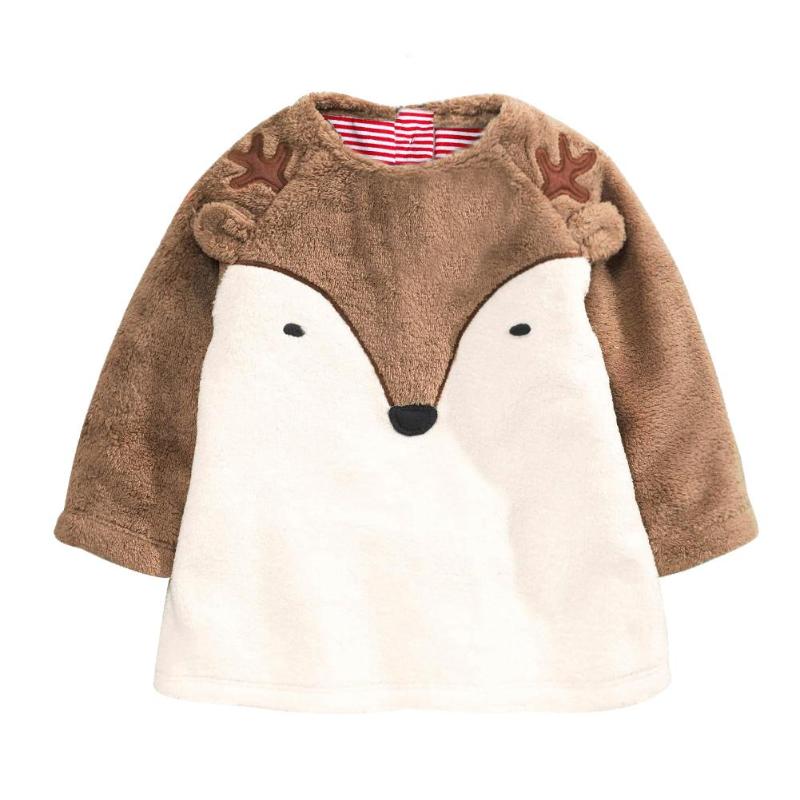 Christmas Baby Coat Winter Warm Newborn Baby Boy Girls Cartoon Coat Fleece O-Neck Zipper Pullover Long Sleeve Warm Tops