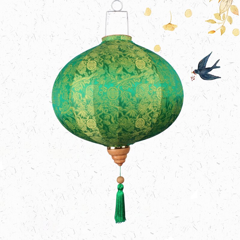 Year Lantern Party Wedding Ancient Lantern Vietnam Diamond Pattern Silk Cloth Round Lantern Retro Decoration: 5 / 12inch