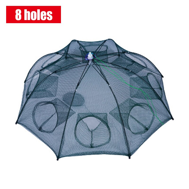 Holes Folded Portable Hexagon Fishing Net Crayfish Fish Automatic Trap For Crayfish Shrimp Carp Catcher Cages Mesh Nets X88G: 8 holes