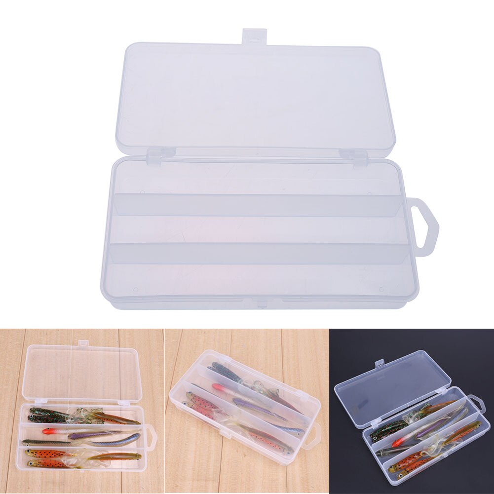 3 Compartments Fishing Bait Box Single Layer Fishing Hook Storage Case Transparent Plastic Outdoor Pesca Fishing Tackle Boxes