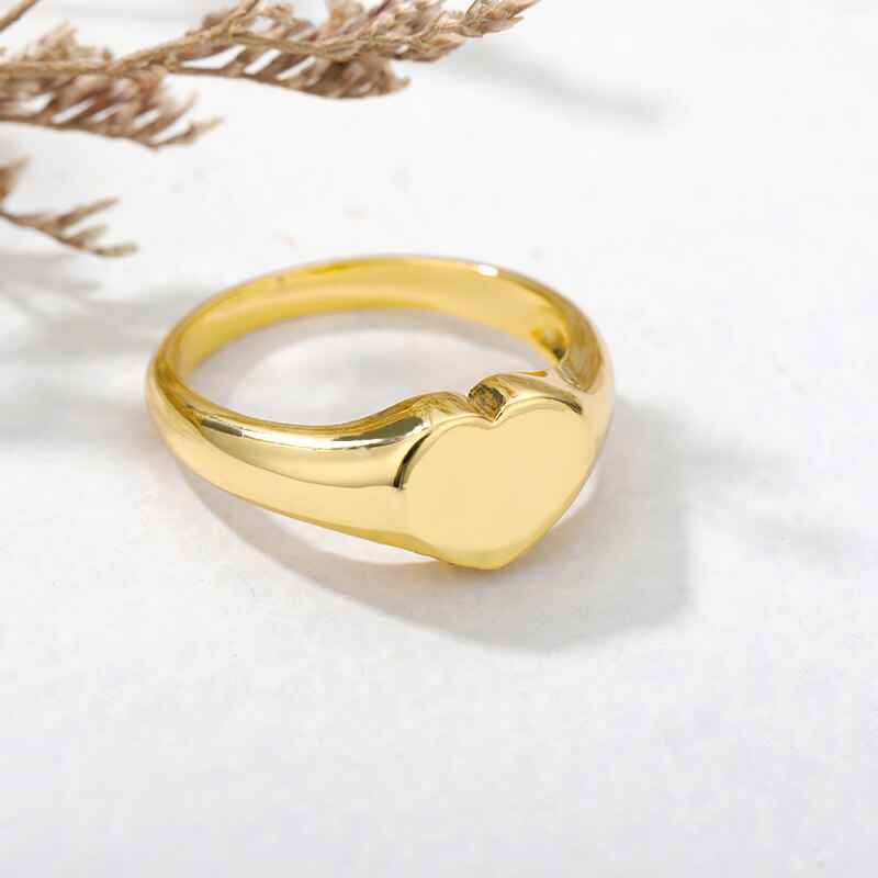 Corazón anillos para las mujeres de acero inoxidable oro forma de corazón anillo de bodas anillos de joyería de de aniversario Bijoux Femme