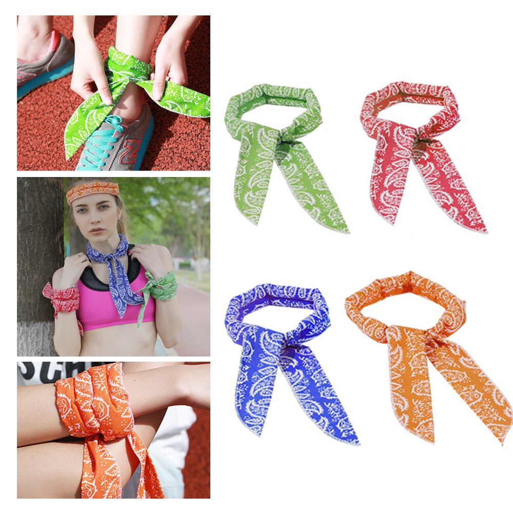 Zomer Nek Koeler Sjaal Body Ice Cool Cooling Wrap Tie Hoofdband Mode Multifunctionele Niet-toxisch Zijden Sjaal