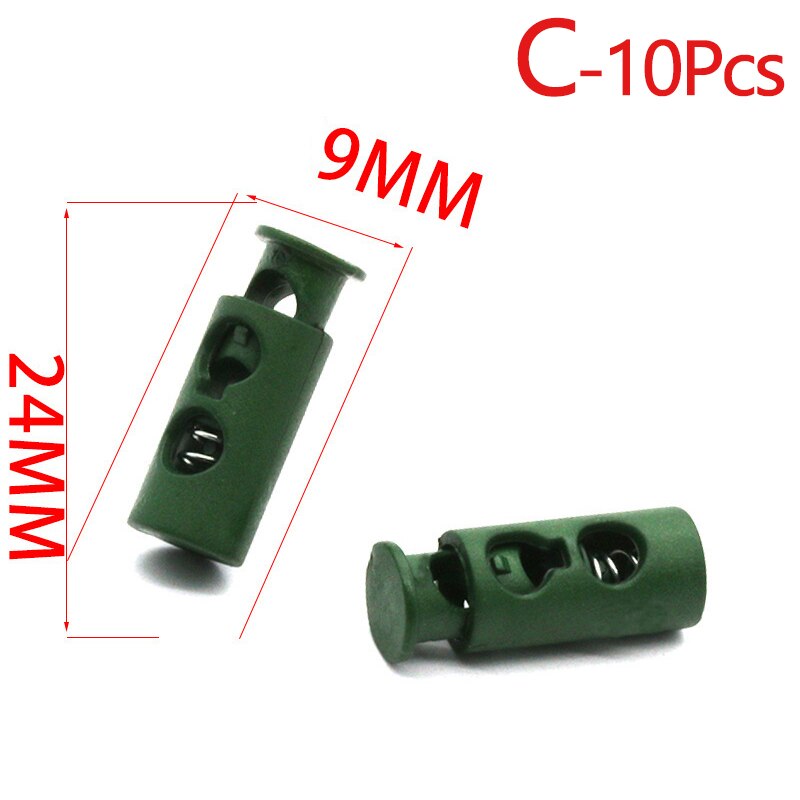 10pcs Multi Style Black Push Cord Lock Spring Clasp Plastic Stoppers Ends Toggles Clip For Apparel Bungee Elastic Rope Parts: C