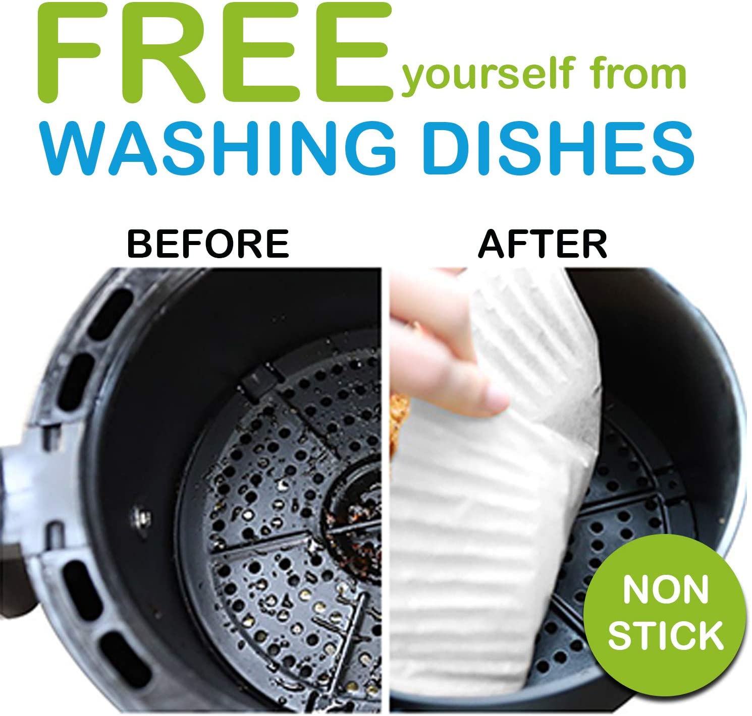 50 pz friggitrice ad aria carta usa e getta pergamena pasta di legno piroscafo carta da forno per friggitrice ad aria accessori per friggitrice ad aria