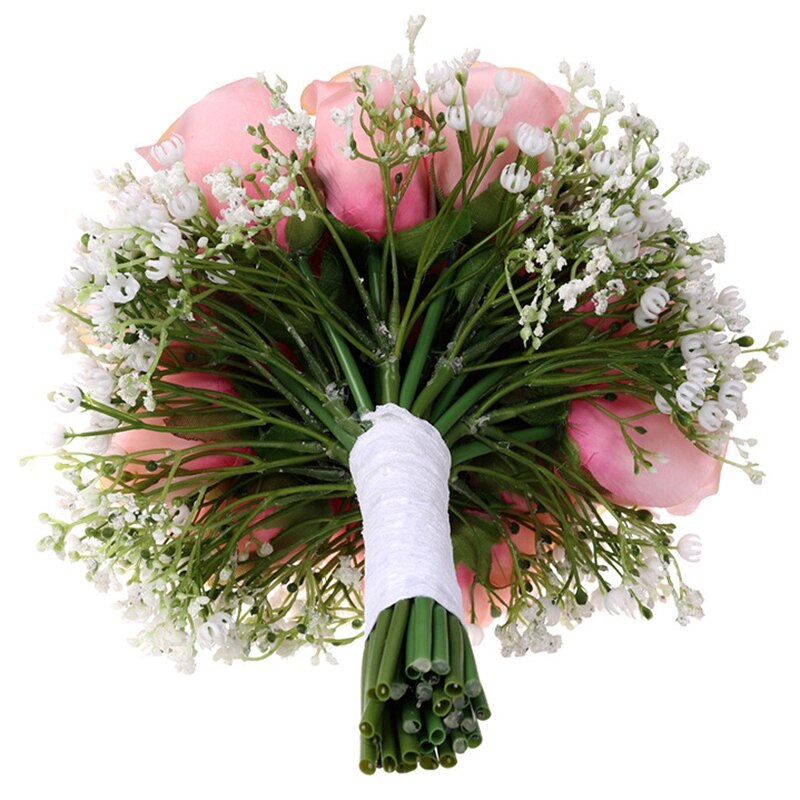 Bruid Bedrijf Bloemen Romantische Bruiloft Kleurrijke Gypsophila Bruid Boeket Roze Bruidsboeketten