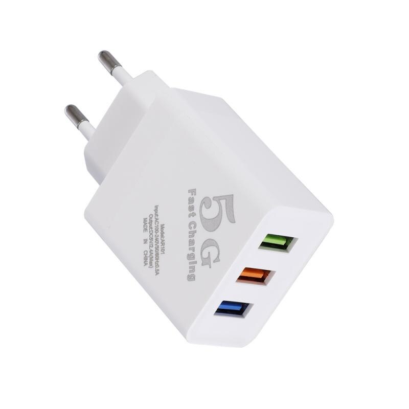 Universal 5V 2.4A Gebürstet Handy Ladegerät Smart 3USB Lade Adapter Reise Ladegerät Handy Ladegeräte Multifunktions