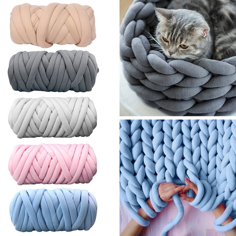500g super tykt tykt garn bomuldsrør garn merino uld alternativ diy voluminøs arm strikning tæppe hånd strikning spin garn