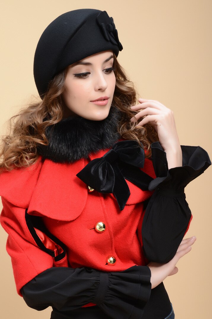 2020 moda kaszmir berety kapelusze z kwiatami dla kobiet zima wysokiej jakości wełniany beret, malarz czapki damskie czapka na jesienna czapka