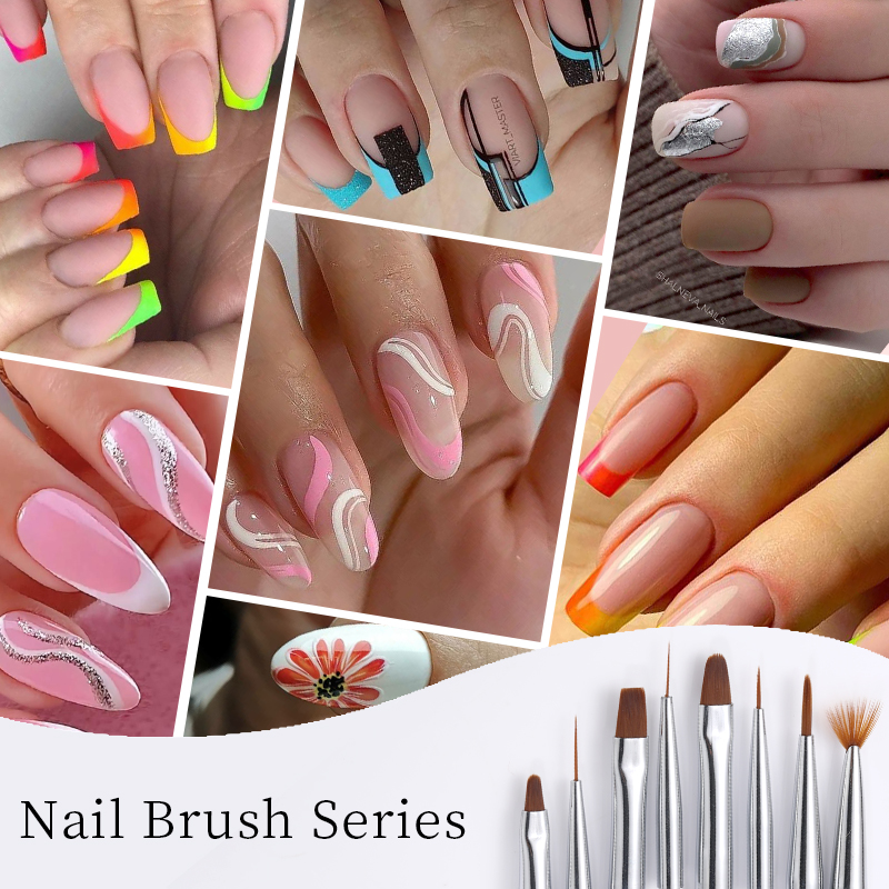 Pincel delineador para decoración de uñas, 6/9/12/15/18mm, mango de Metal, pintura acrílica, raya francesa, bolígrafo de dibujo, esmalte de Gel UV, herramienta de manicura