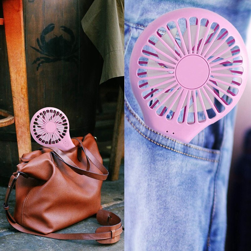 Mini Handheld Fan Battery Powered Rechargeable Battery, Pink