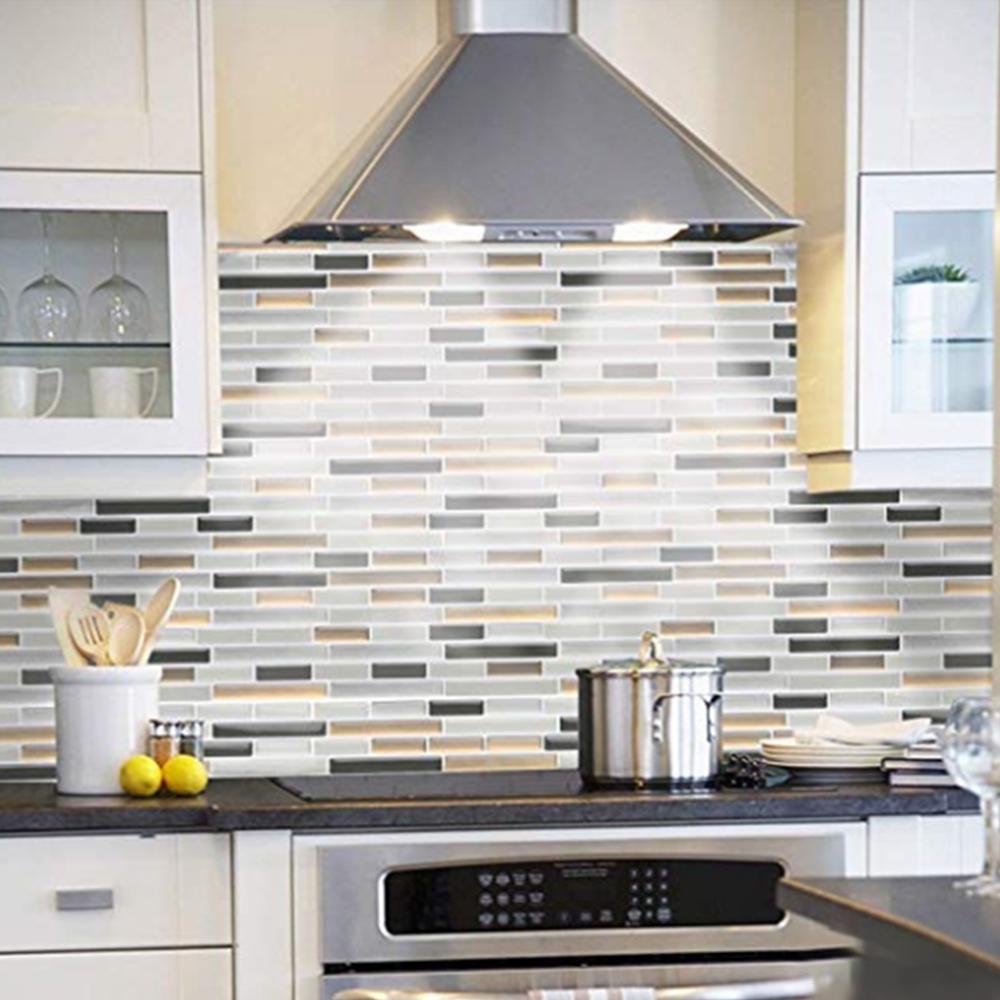 3D Tegel Baksteen Streep Behang Sticker Badkamer Zelfklevende Waterdichte Aanrecht Verwijderbare Behang Backsplash