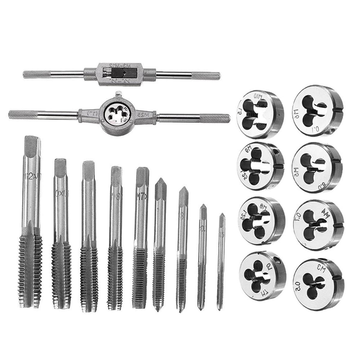 M3-M12/M6-M12 Tap and Die Set 20pcs/40pcs Screw Thread Plug Taps Wrench Die Alloy Steel Hand Tapping Tools Screw Tap Die