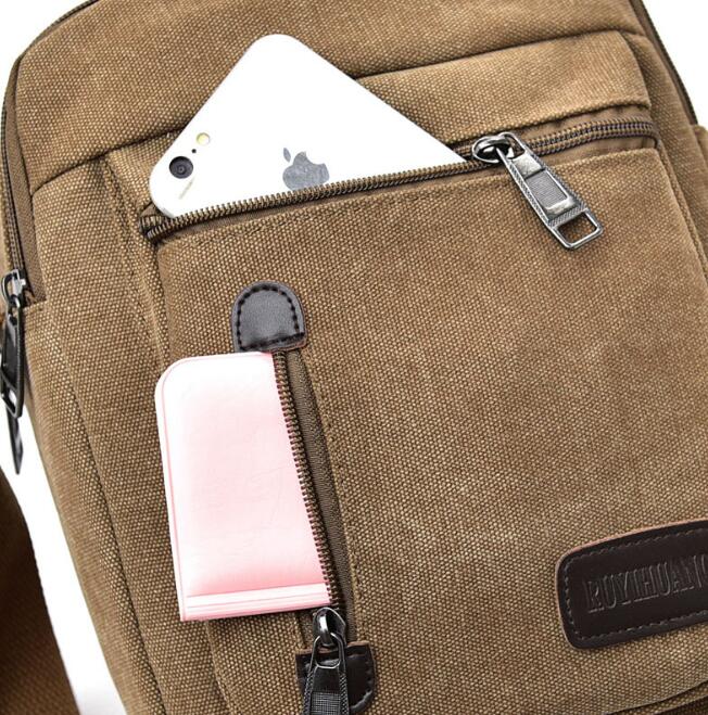 Koreansk herrväska multifunktionell bärbar vardagsväska i canvas retro axelväska