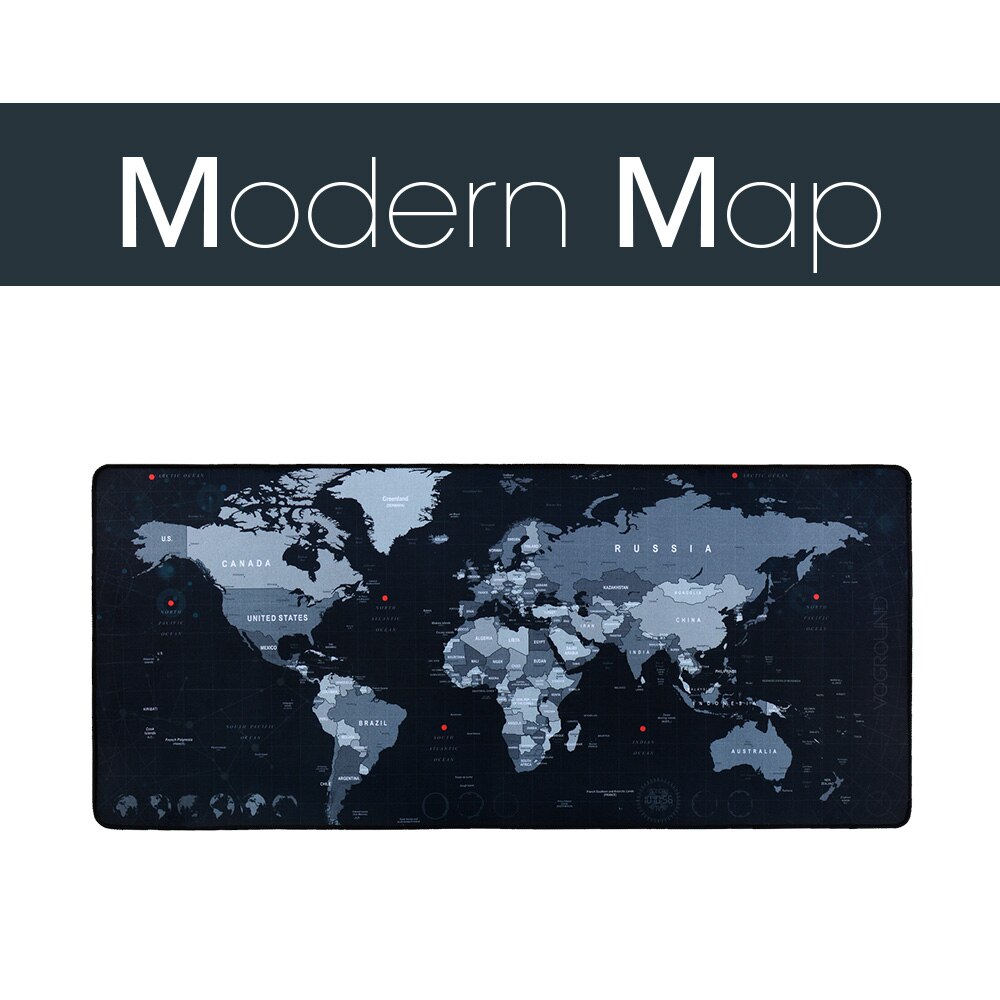 World Map Gaming MousePad Locking Edge Anti-slip Natural Rubber Mouse Pad LED Light Mousepad RGB Desk Mat for Warcraft Dota LOL: Modern Map / 700 x 300 mm