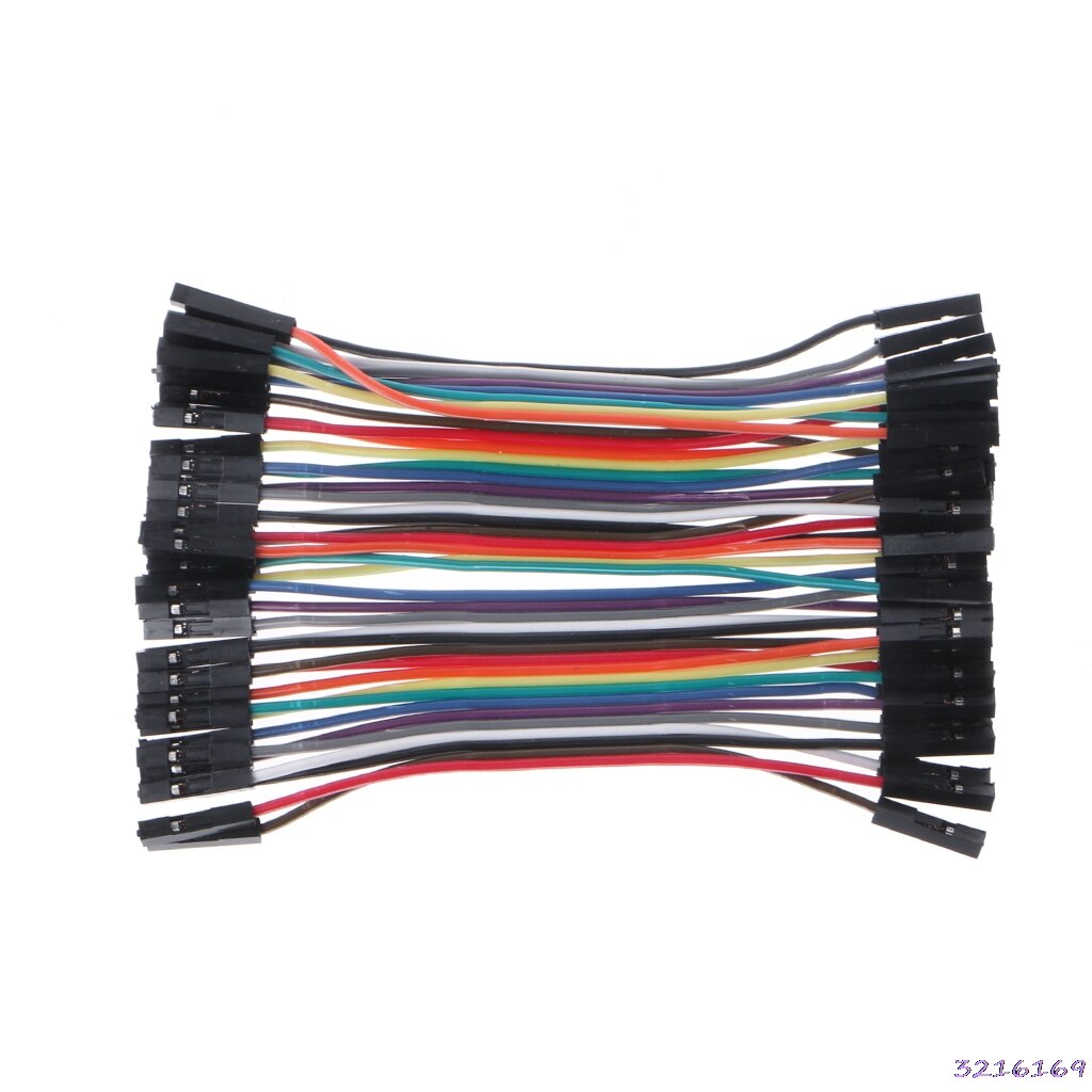 40 stk kabler mf / mm / ff jumper breadboard wire farverigt gpio bånd til diy kit: 10cm mm