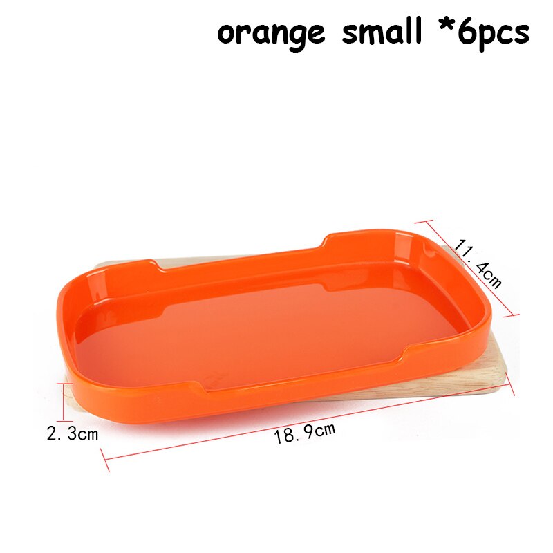 Rectangle Plates Colorful Trays Food Containers Korean Restaurant Roast Vegetable Cafe Kitchen Utensils Christmas Tableware 6pcs: Orange Small