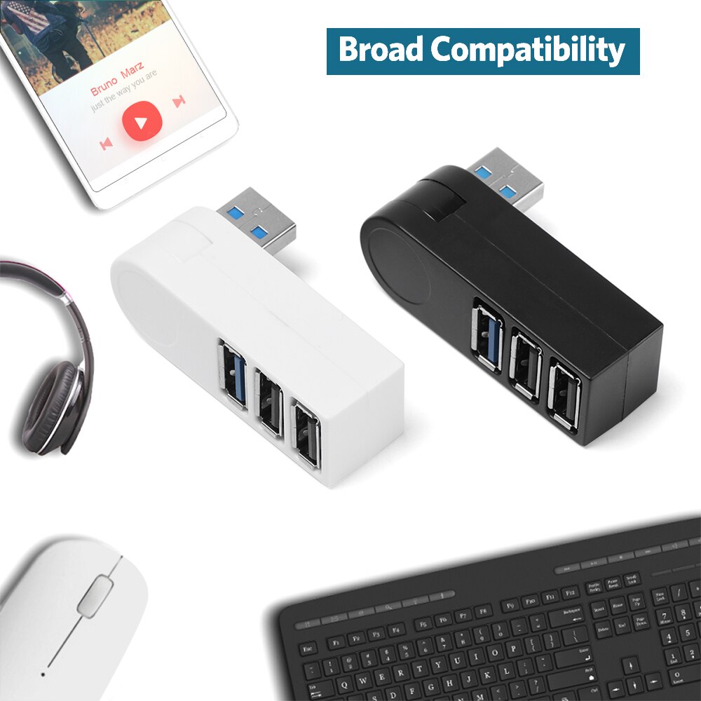 Mini Draaibare 3 Poorts Usb 3.0 Hub High Speed Data Transfer Splitter Box Usb Expander Adapter Voor Pc Laptop Macbook pro