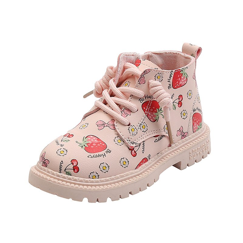 ULKNN Baby Mädchen Martin Stiefel Winter Leder Stiefel freundlicher Nette Rosa Schuhe Herbst lässig Gummi Sohle schuhe getragen: Rosa / EUR 24 Einlegesohle 14.5CM