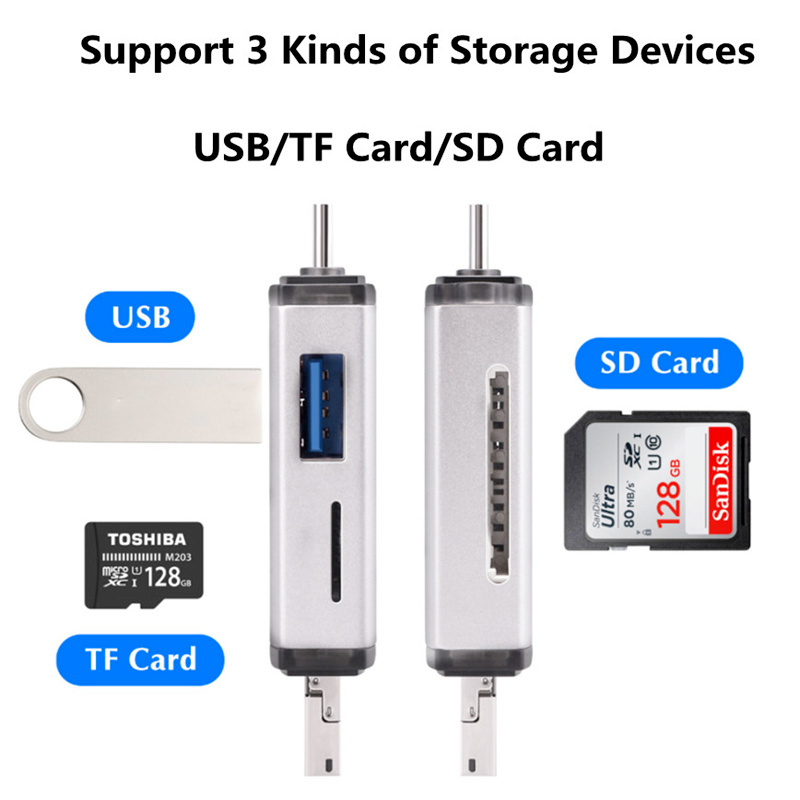 USB 6 in 1 Card Reader Micro USB 2.0 Type C to SD Micro SD TF Adapter Accessories OTG Cardreader Smart Memory SD Card Reader