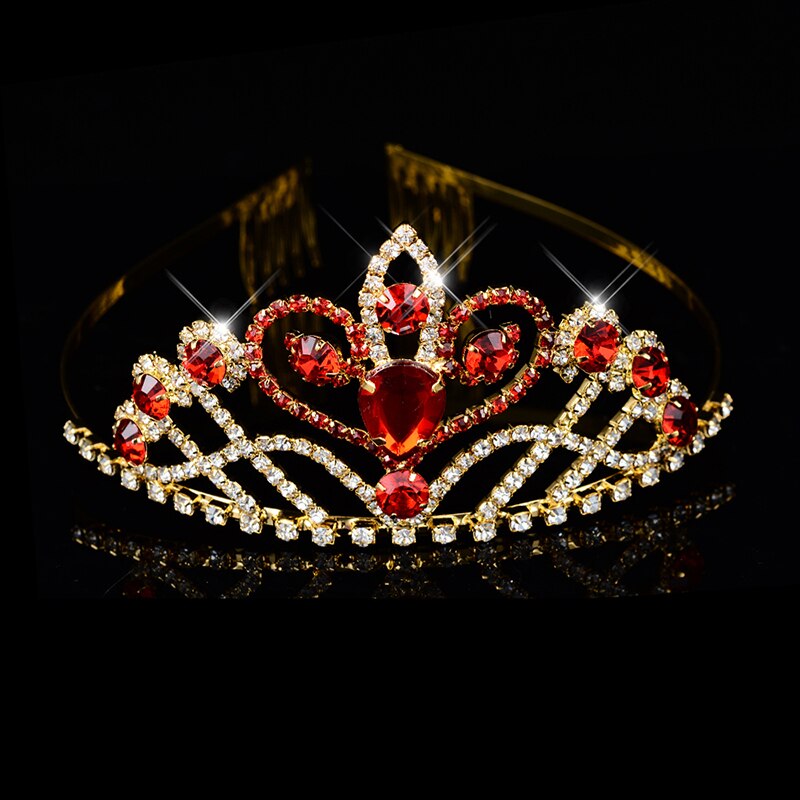 Duża królowa księżniczka korona Diadem zielony czerwony stras stroik głowa kryształowa tiara ślubne akcesoria biżuteria do włosów