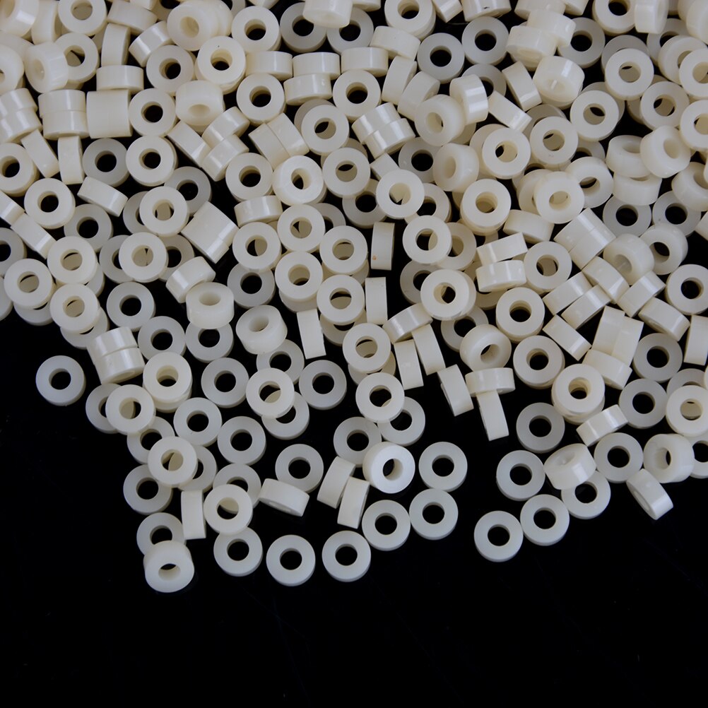 1000Pcs M3 3mm White Plastic Nylon ABS Round Non-Threaded Column Standoff Support Spacer Washer