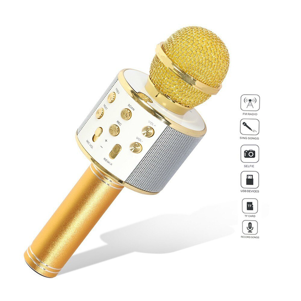 Bluetooth Portable Wireless Condenser Handheld Microphone Built-in Speaker Karaoke mic Compatible With PC/iPad/iPhone/Smartphone