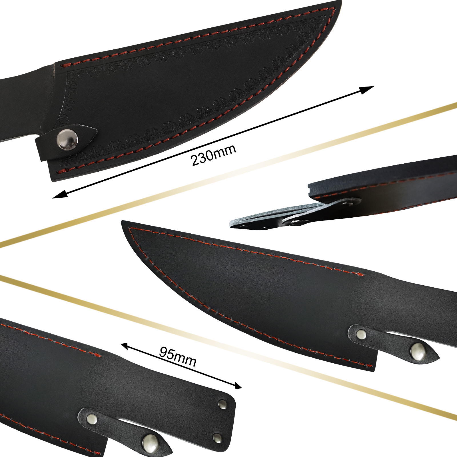 XYJ 8 Inch Leather Chef&#39;s Knife Sheath with Belt Loop Knife Case for Kitchen Knife Blade Guard Protector Black Chef Knives Cover